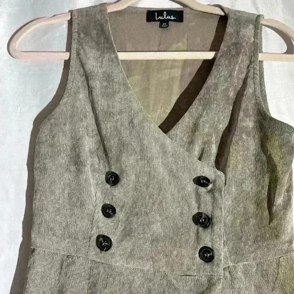 LULUS Grey Corduroy Button-Up Sleeveless Dress - Picture 5 of 7
